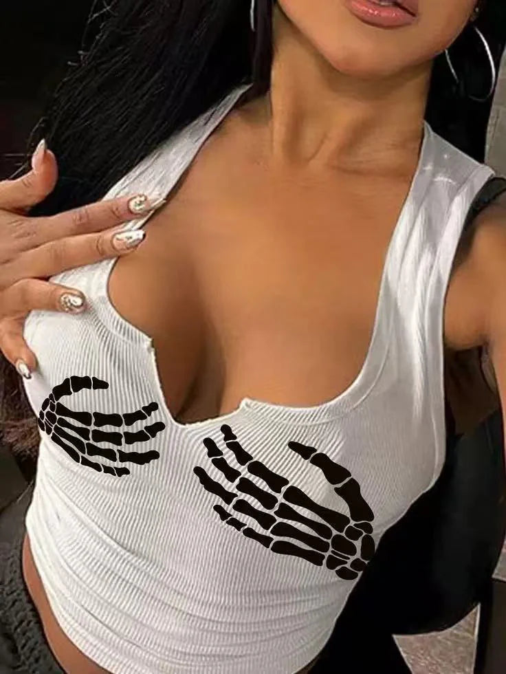 SKULL HANDS PRINT TANK TOP