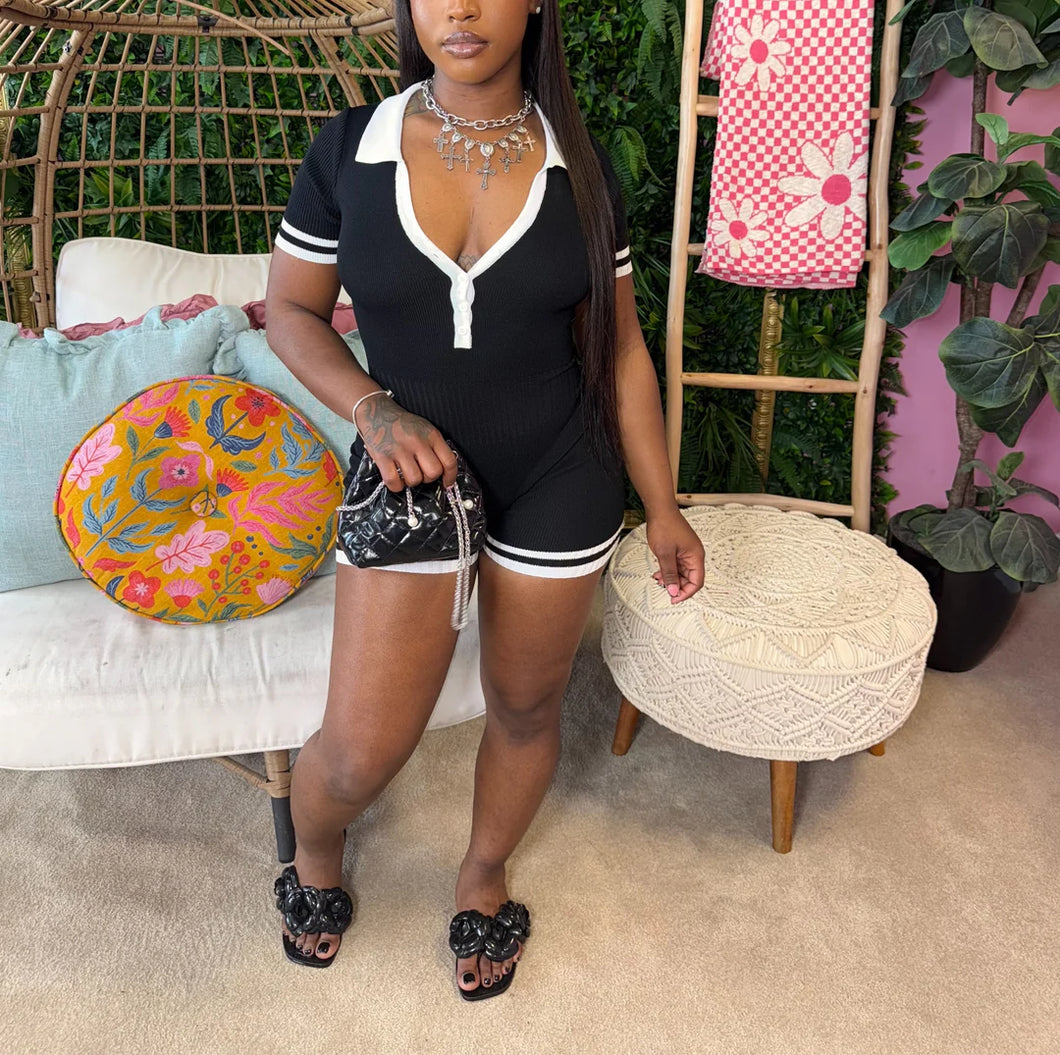 Knit Collar Romper