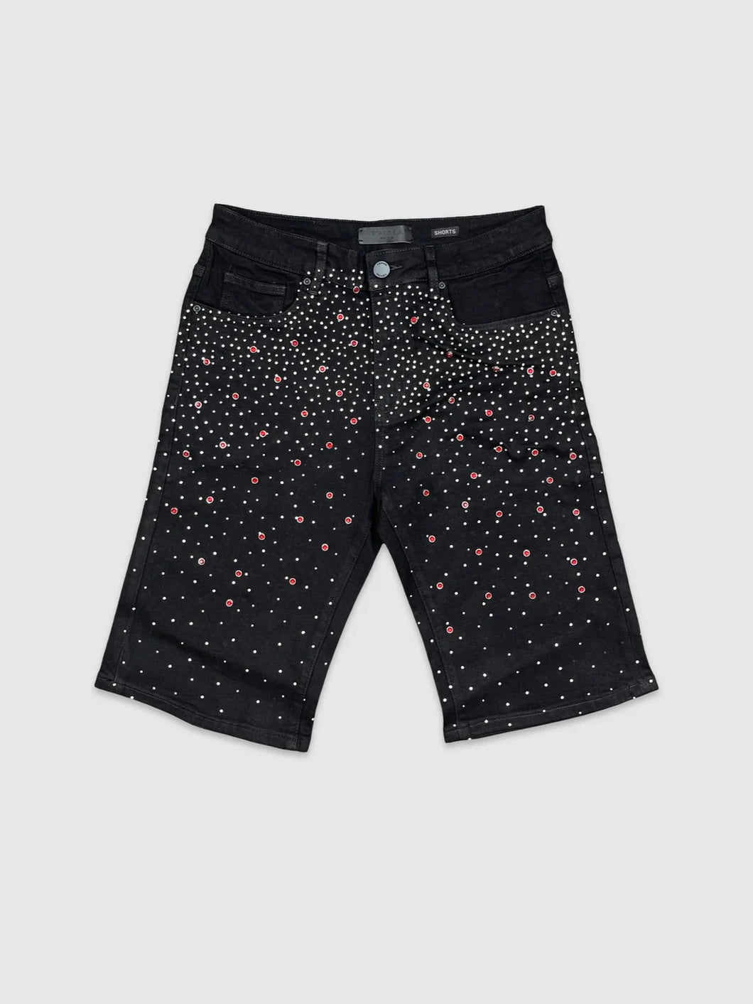 COLOR RHINESTONE DENIM SHORTS