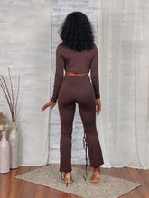 Load image into Gallery viewer, LS TOP &amp; LACE UP DETAIL PANTS SET
