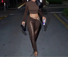 Load image into Gallery viewer, LS TOP &amp; LACE UP DETAIL PANTS SET
