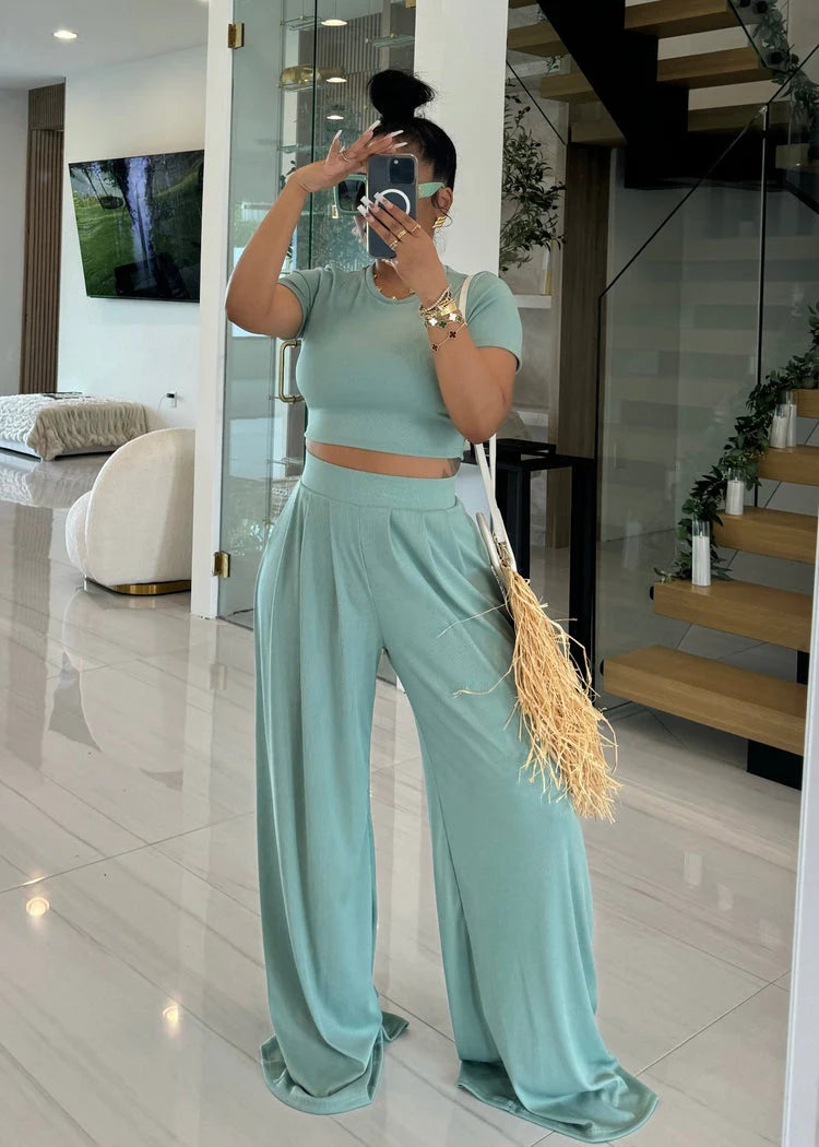 TOP & WIDE LEG PANTS SET