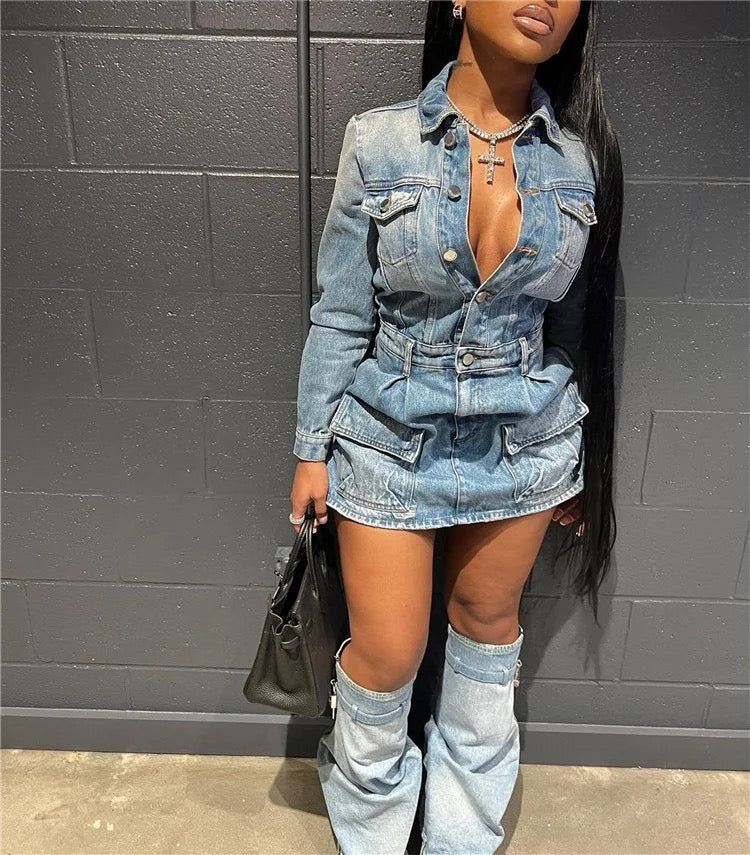 Denim Cargo Dress